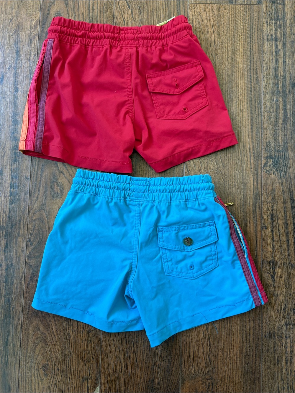 Aviator Nation Red & Turquoise Rainbow Stripe Volley Shorts - Picture 5 of 6